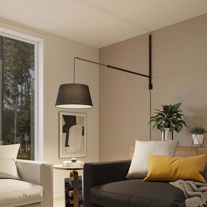 Lucande Wandleuchte Beleza LED Wandlampe ausziehbar schwarz gold 150cm Höhe - 4251911710243