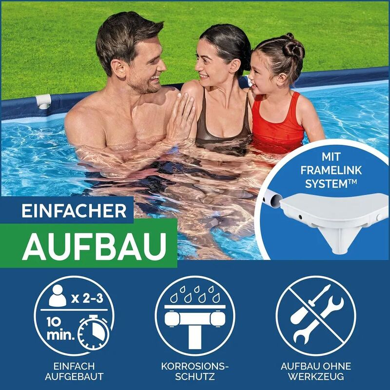 Bestway Steel Pro Pool Gartenpool 221x150x43cm Stahlrahmen dunkelblau 1200l - 6941607327951