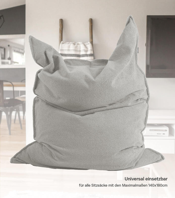 mokebo Sitzsackhülle Bezug Hülle Bouclé Teddy Cover grau für Sitzkissen 170x130 - 4262436126181