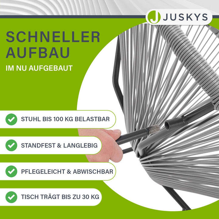 Balkonmöbel Set Ostana 3-teilig Sitzgruppe Retro-Design Tisch 2 Sessel hellgrau - 4260565528463