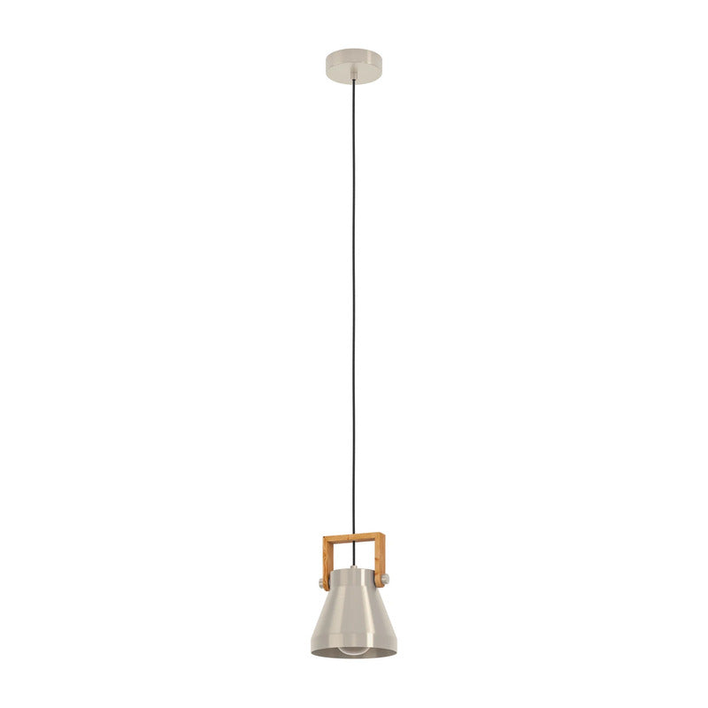 eglo Hängelampe Pendelleuchte Stahl Holz Cawton Leuchte Ø 16 cm E27 LED Lampe - 9002759439514