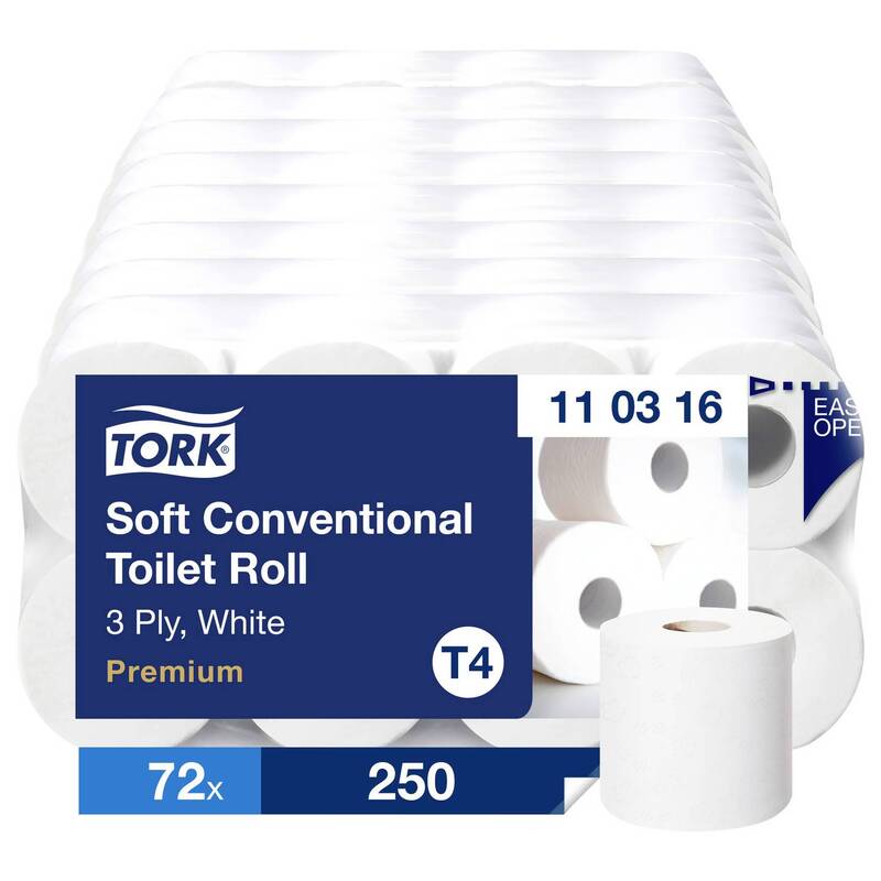 TORK Toilettenpapier T4-System 3-lagig weich 72 Rollen hochweiß Tissue 110316 - 7310791114811