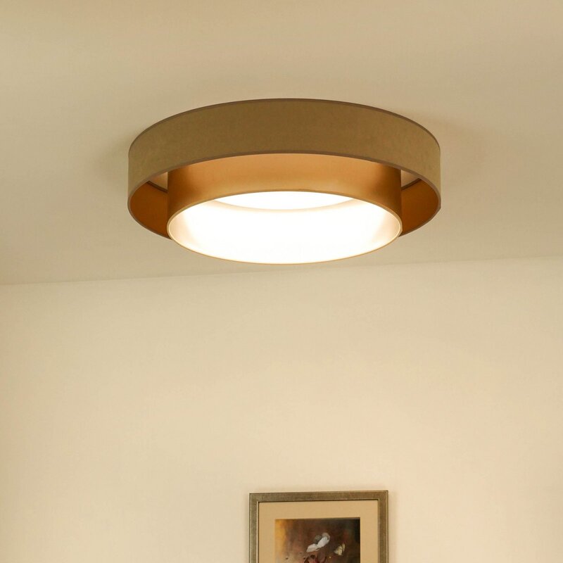 Duolla Deckenleuchte Lampe LED Luneta Fernbedienung Samt beige gold dimmbar - 5905317606370