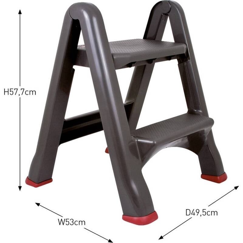 Curver 155160 Klapptritt Anthrazit Rot 3.22kg Leiter Gerüst Treppe Tritt schwarz - 3253928605025