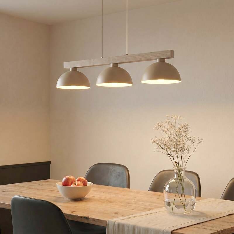 TK-Lighting Hängeleuchte Oslo sandfarben 3-flammig LED Pendelleuchte 118cm lang - 5906135110124