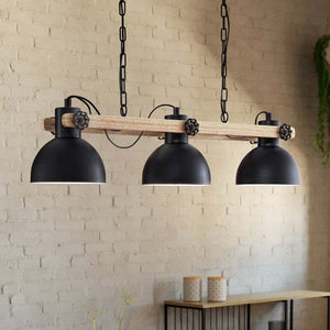 B-Ware Eglo Hängelampe Hängeleuchte Lubenham LED Pendelleuchte dimmbar schwarz/holz