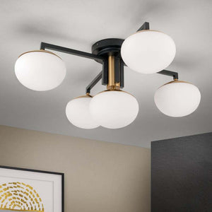B-Ware Deckenleuchte Josephine 5-flammig LED Lampe dimmbar schwarz weiß Ø73,5cm