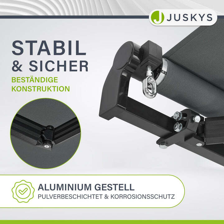 Gelenkarmmarkise 350x300cm grau Handkurbel Sonnenschutz für Terrasse Balkon - 4260565527077