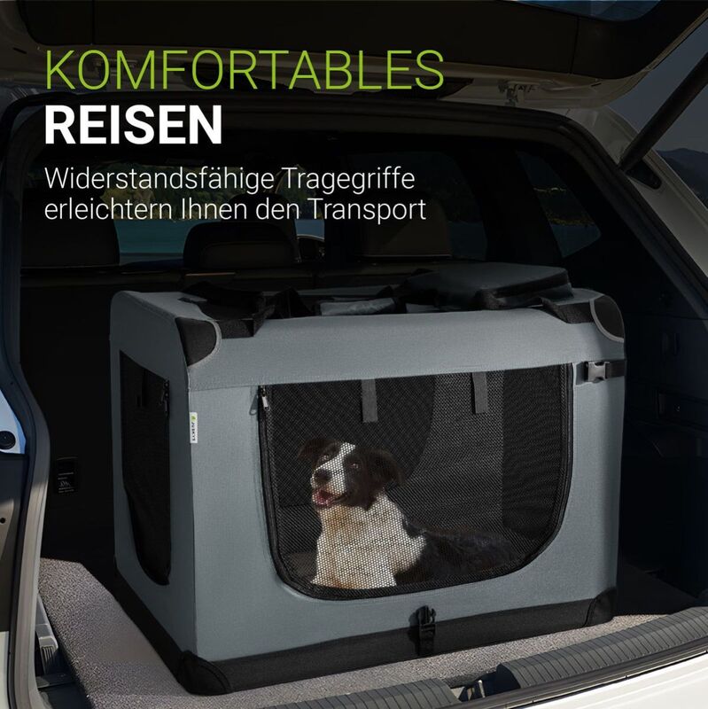 Hundebox Auto faltbar Hundetransportbox mit Tragegriff Decke und Faltnapf - 4260304769911