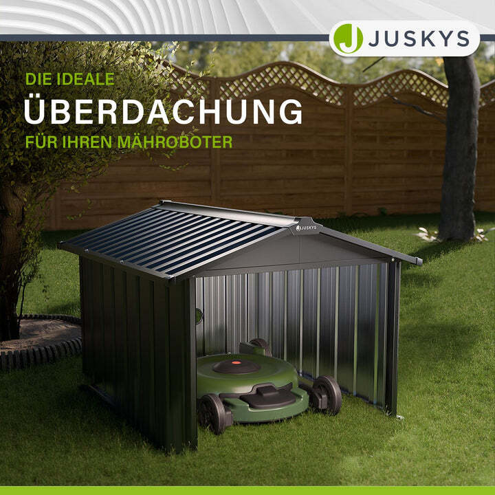 Mähroboter Garage MGMT1 aus verzinktem Stahl mit Satteldach anthrazit 98x89x63cm - 4260565522805