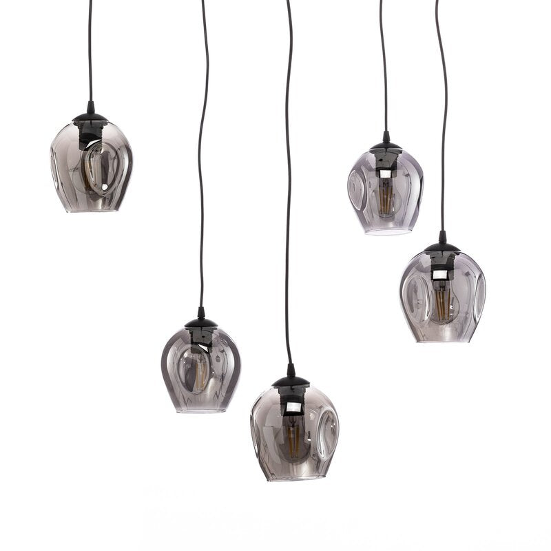 Euluna Pendellampe Starla Hängeleuchte Hängelampe dezentral 5-flg. Glas grafit - 5901738919280
