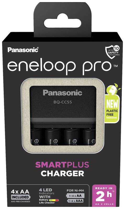 Panasonic Smart&Quick Ladegerät BQ-CC55 + 4x eneloop pro AA Akkus - 5410853063919