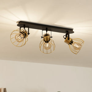 B-Ware EGLO Deckenlampe 3-flammig Sambatello LED Lampe dimmbar schwarz/gold 70x15cm