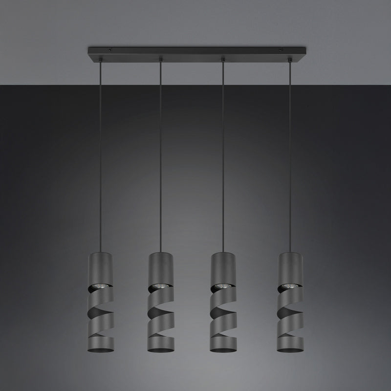 Trio Lighting Hängelampe Pendelleuchte Stream schwarz Metall 80cm 4flammig GU10 - 4017807613995