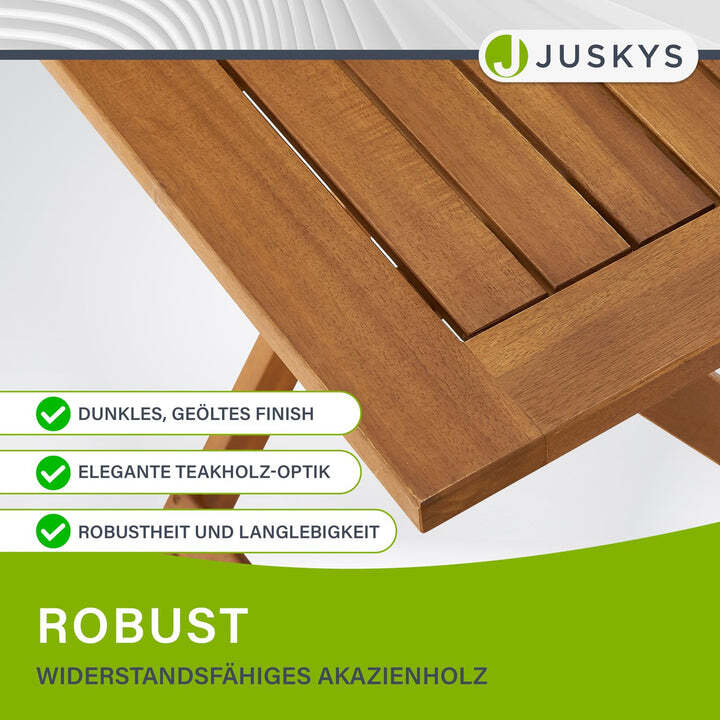 Balkonmöbel Set 3-teilig Akazienholz klappbar platzsparend Tisch Stuhl natur - 4260565529910