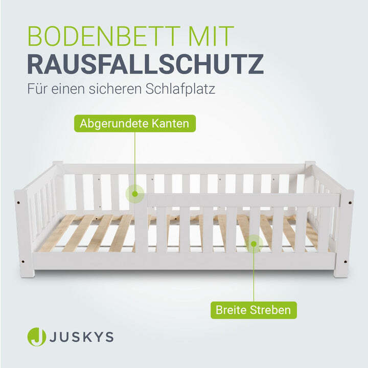 Kinderbett Naya 80x160 cm aus massivem Kiefernholz Rausfallschutz Lattenrost - 4262437183046