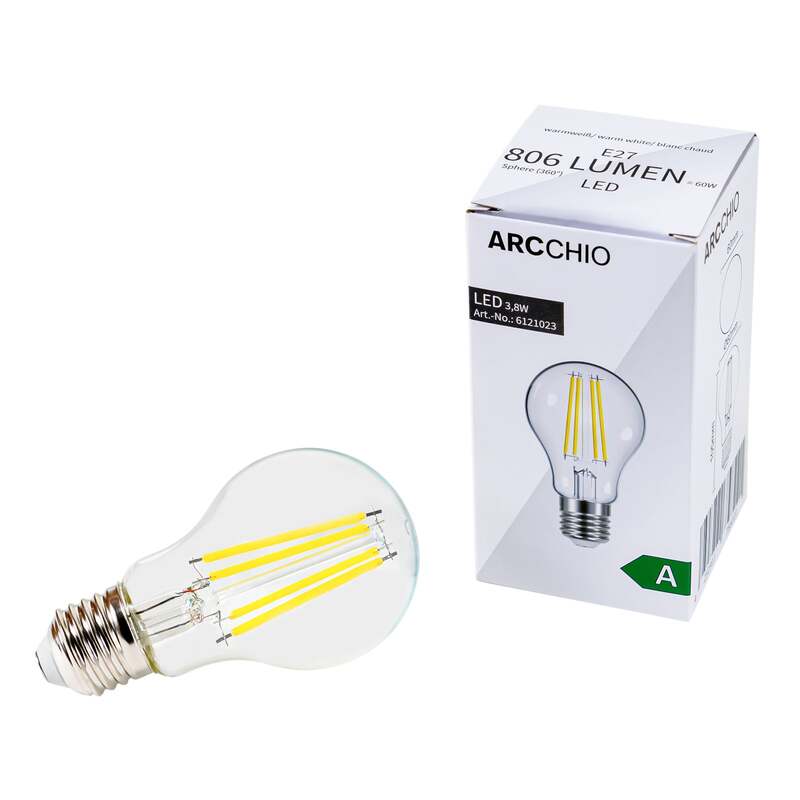 Arcchio LED Leuchtmittel E27 Hängeleuchte Filament warmweiß 2700K klar 3,8W - 4251911758221