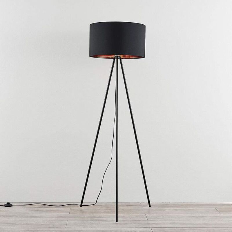 Lampenwelt Dreibeinige Textil-Stehleuchte Folke Stehlampe Lampe Leuchte schwarz - 4251096550573