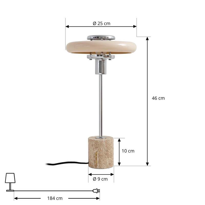 Lindby Tischleuchte Lampe Retro beige Metall Travertin Schreibtischleuchte - 4255830903366