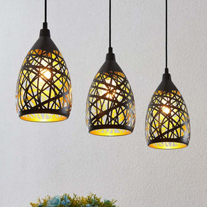 B-Ware Lindby Pendelleuchte Hängeleuchte Marcello LED Lampe dimmbar schwarz-gold 75cm