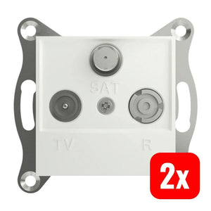 2x B-Ware Schneider Electric TV-, Radio-, SAT-Steckdose Asfora EPH3570121D Weiß 83x83mm