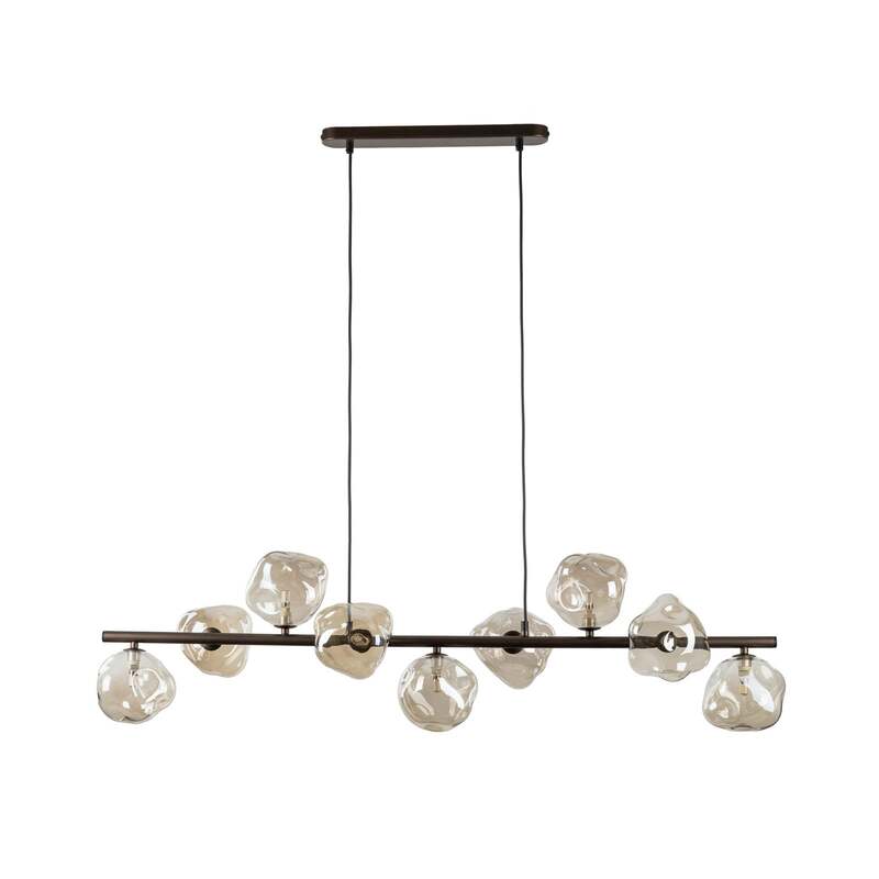 TK-Lighting Hängeleuchte Lava 9-flammig LED Pendelleuchte dimmbar braun 116x33cm - 5906135110377
