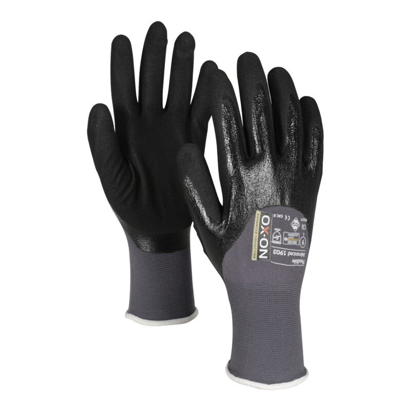 OX-ON Schnittschutzhandschuh Flexible Advanced 1903 Gr. 9 grau-schwarz langlebig - 5701952921799