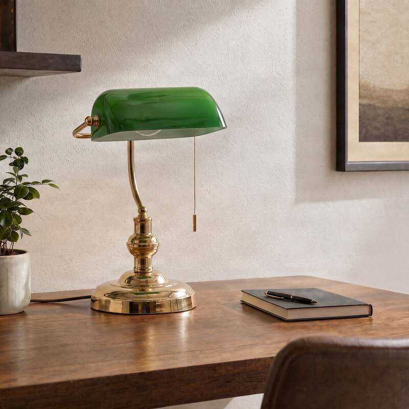 Lindby Tischleuchte Milenka LED Lampe Tischlampe Leuchte messing grün 39cm - 4251096523881