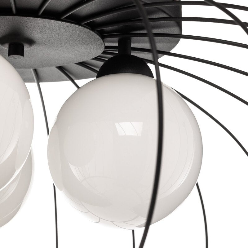 Euluna Deckenlampe Kronos Käfig schwarz drei Opalkugeln Deko-Deckenlampe E14 - 5902693744269