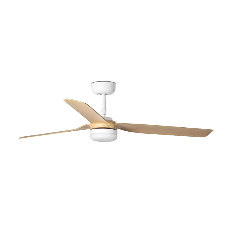 FARO BARCELONA Deckenventilator Punt M DC LED weiß/Holz hell Ventilator Lampe - 8421776250840