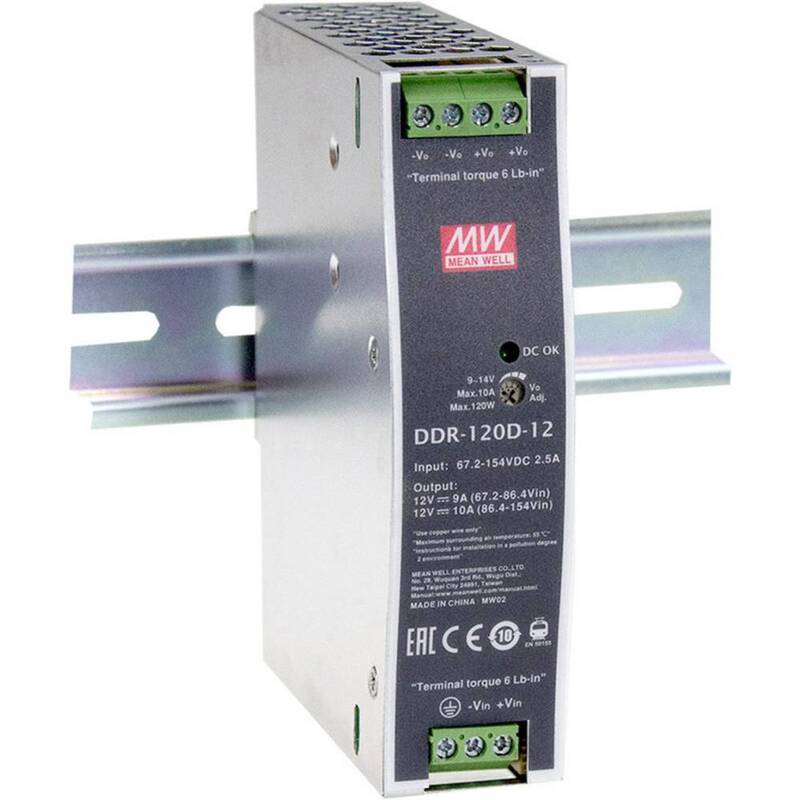 Mean Well DDR-120D-24 Hutschienen-DC/DC-Wandler (DIN-Rail) 24 V/DC 5 A 120 W - 4021087050968