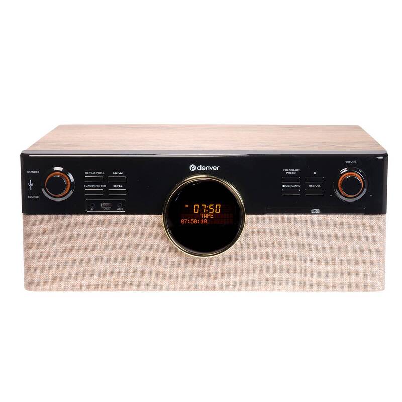 Denver Stereoanlage Musikcenter Plattenspieler CD Kassette DAB+ Radio BT Holz - 5706751088926