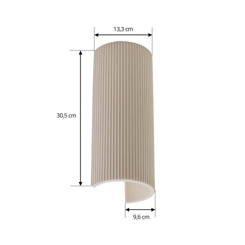 Lindby Wandleuchte Colja Wandlampe Wandlicht Leuchte rund Höhe 30,5 cm Gips weiß - 4251911794229