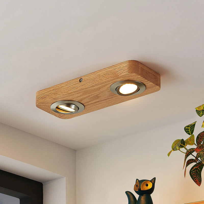 Lindby LED Ceiling Light Mikari, 30 Cm, Wood, Swivelling - 4251911707946