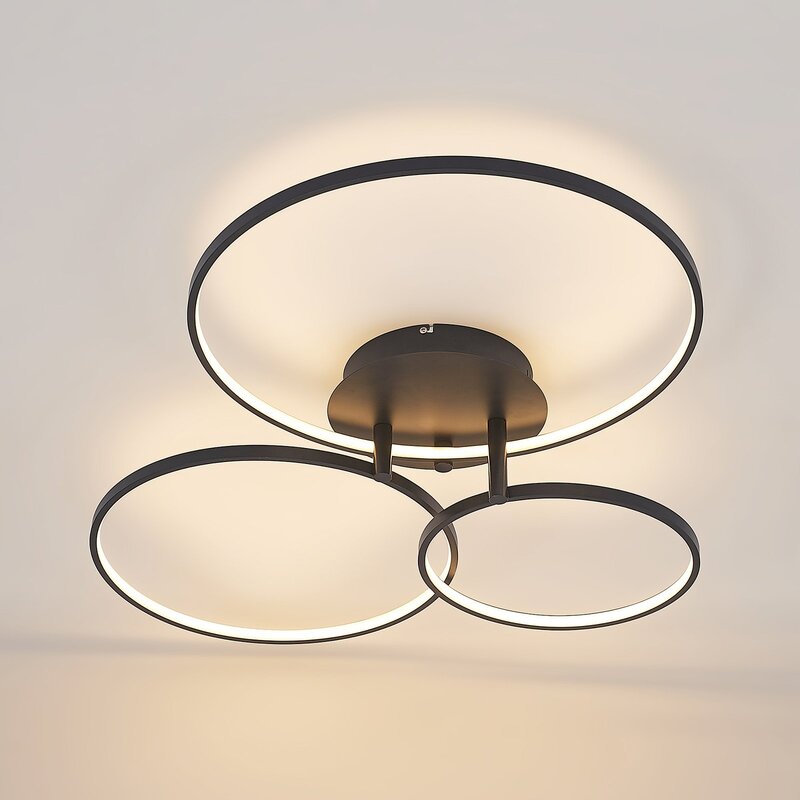 Lindby Deckenlampe Rayk LED dimmbar Lampe Leuchte schwarz 77cm 1900Lumen - 4251911700053