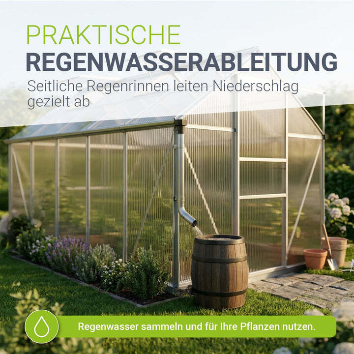 Aluminium Gewächshaus 7,2 m² mit Stahlfundament für optimale Pflanzenbedingungen - 4262437187334