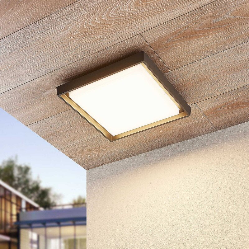 Lucande Deckenleuchte Lampe LED Außen dunkelgrau weiß Aluminiumdruckguss quadrat - 4251096556094