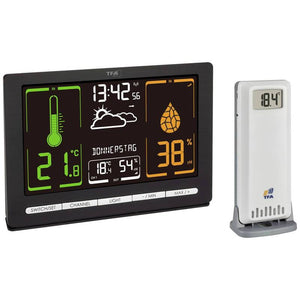 B-Ware TFA Dostmann Funk-Wetterstation Wetteranzeige METEOCHROME Funkuhr Schwarz