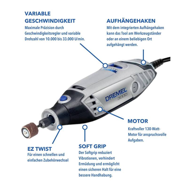 Dremel Multifunktionswerkzeug 3000-15 F0133000JA mit Zubehör 130W 16-teilig - 8710364060856