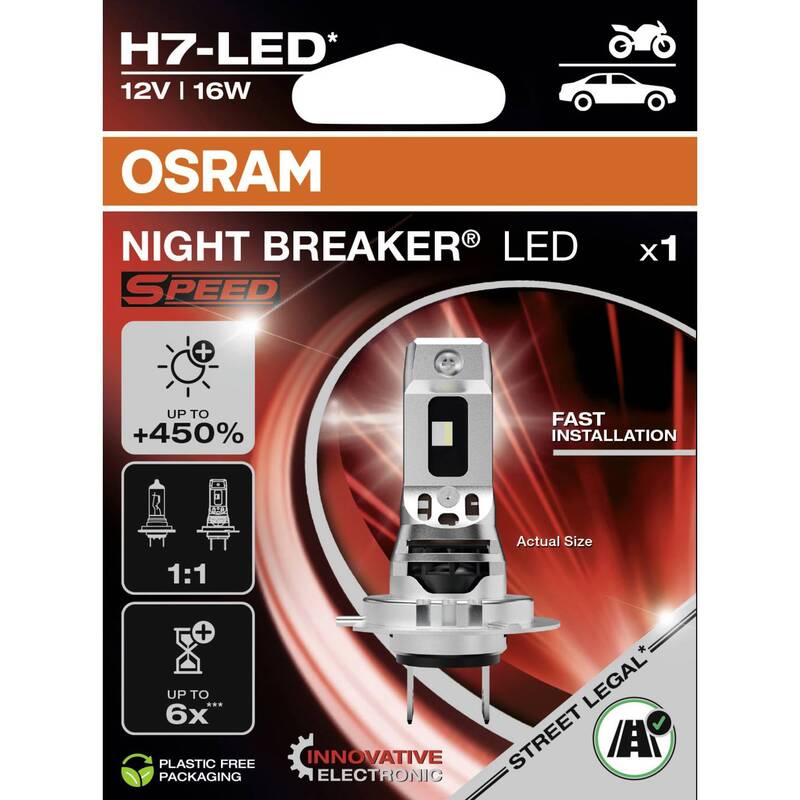 OSRAM NIGHT BREAKER LED SPEED H7 16W 12V 6000K 1550lm Kaltweiß Leuchtmittel - 4062172425360