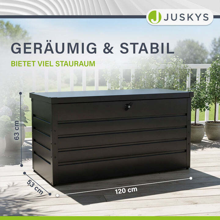 Metall Auflagenbox Limani wasserdichte Gartenbox 380 L rostfrei anthrazit - 4260565529101