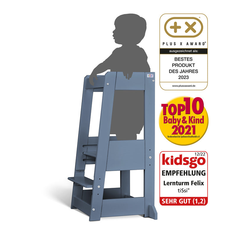 tiSsi Lernturm Felix Entdecker-Turm Kinderhochstuhl Taubenblau 91cm 250kg - 4260657582687