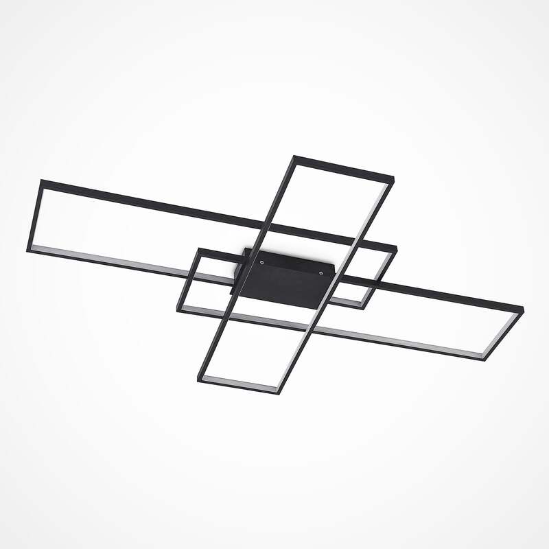 Lindby Deckenleuchte Tetson LED Lampe dimmbar schwarz 3200 Lumen 99x68cm Licht - 4251096587784