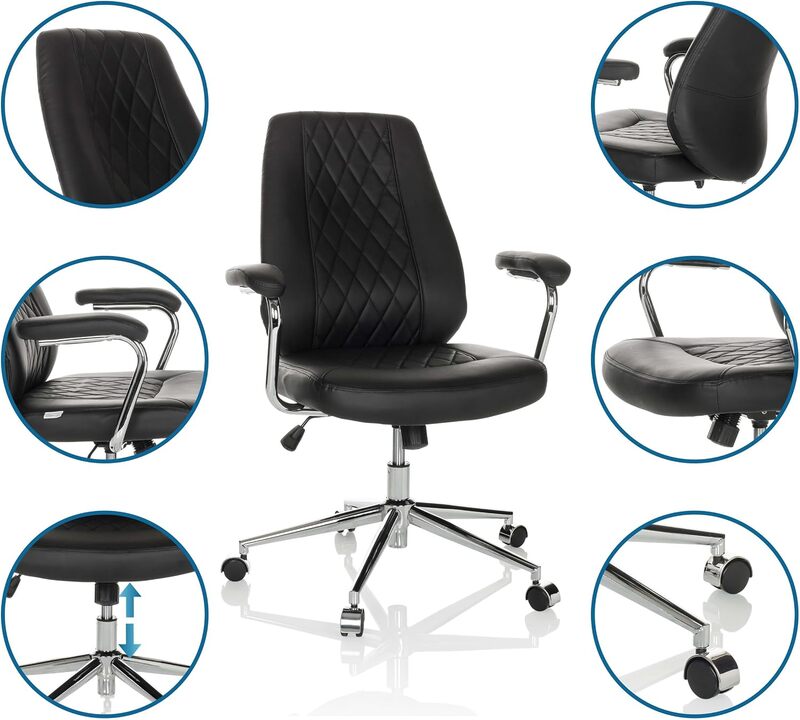 hjh OFFICE Drehstuhl Bürostuhl THEO I Kunstleder schwarz Chefsessel - 4064323035831
