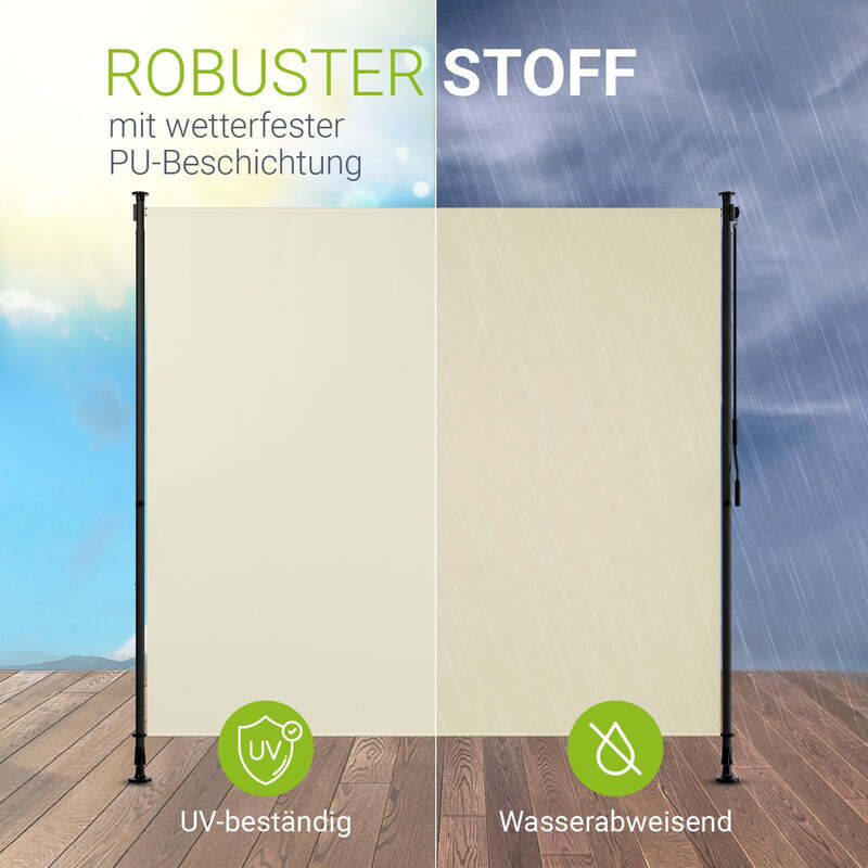 Senkrechtmarkise Barbados 200x310 cm beige Sichtschutz Sonnenschutz ohne Bohren - 4262437183855