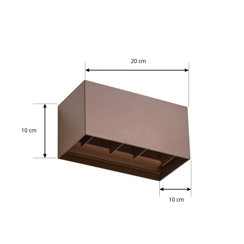Lindby Außenwandleuchte Nivar LED Gartenleuchte Wandleuchte rostbraun 20cm IP54 - 4255830909856