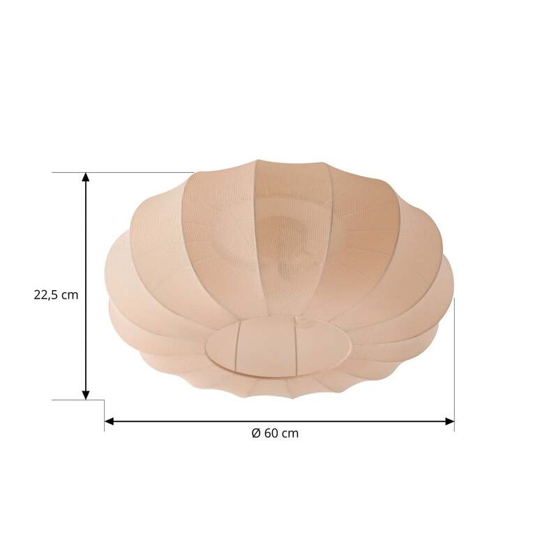 Lindby Deckenleuchte Helin beige Ø 60 cm Textil 3 x E27 dimmbar - 4255830905094
