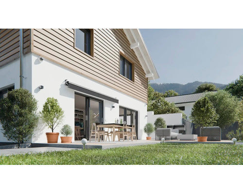 SunStyle Gelenkarmmarkise Markise Sonnenschutz 4x3m Stoff Uni grau - 4306517445782