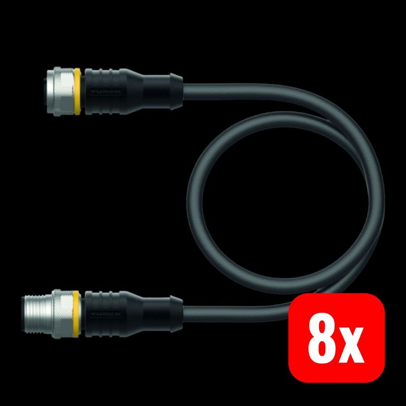 Turck Aktuator- u. Sensorleitung PVC RKC4T-0.3-RSC4T M12 Stecker schwarz 0,3m - 4047101269390