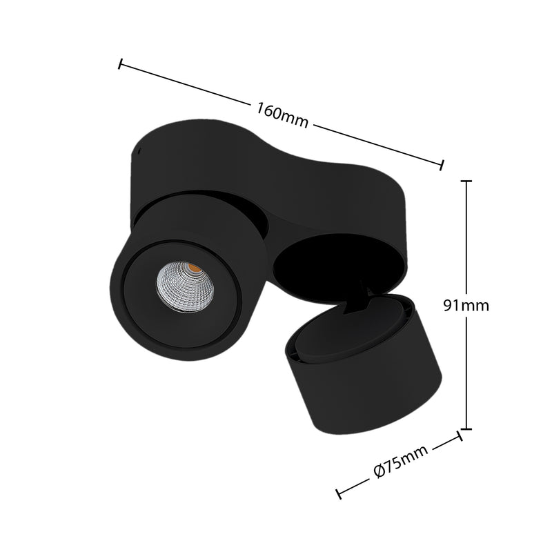 Arcchio Deckenstrahler Rotari LED dimmbar 2-flg schwarz Aluminium 1960lm 3000K - 4251911785470